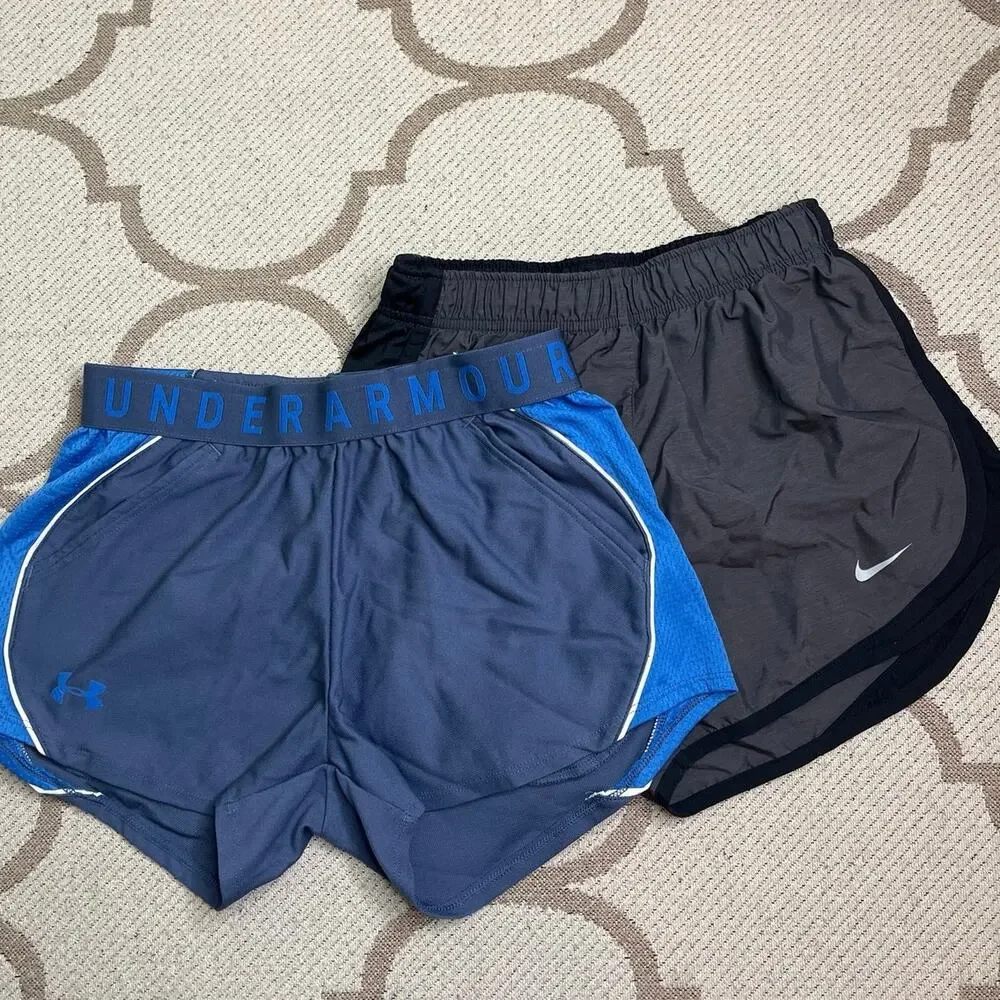 Nike Under Armour Girls Running Shorts 2-Piece Bundle Size XS Athletic